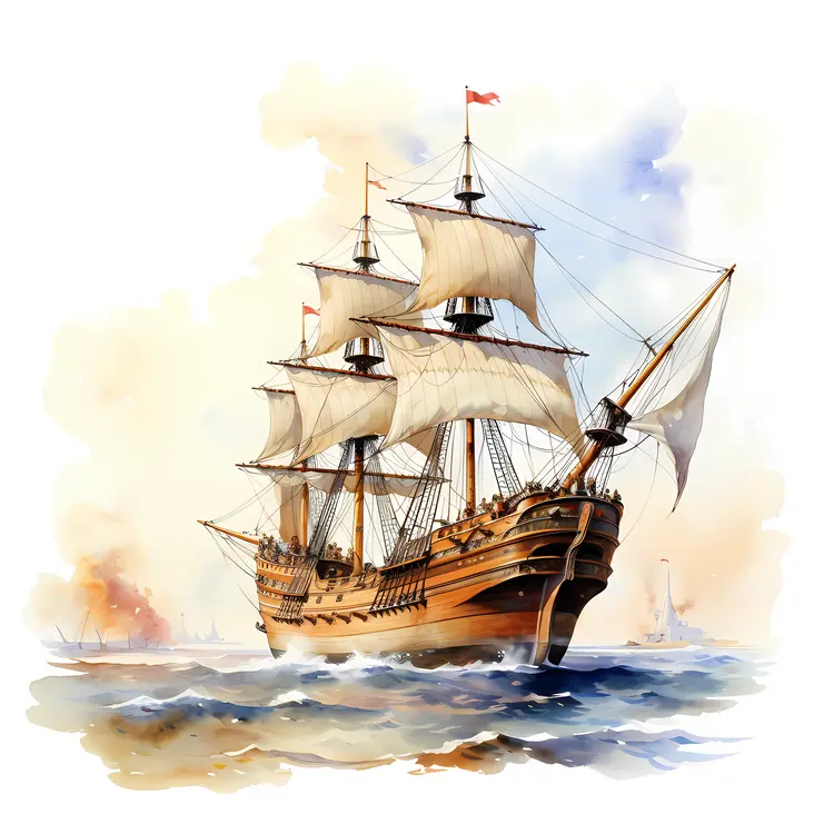 Sailing Ship in Rough Seas
