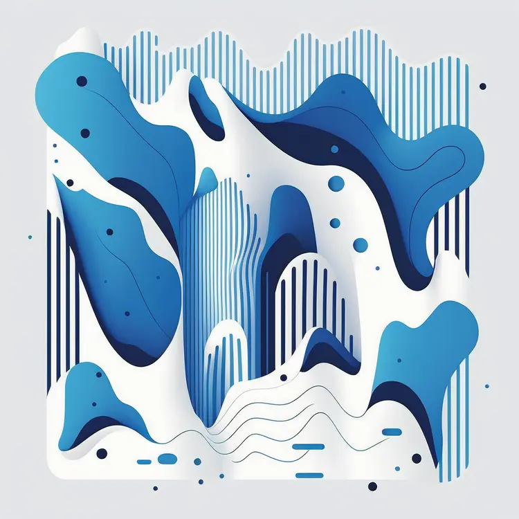Abstract Blue Fluid Shapes Art
