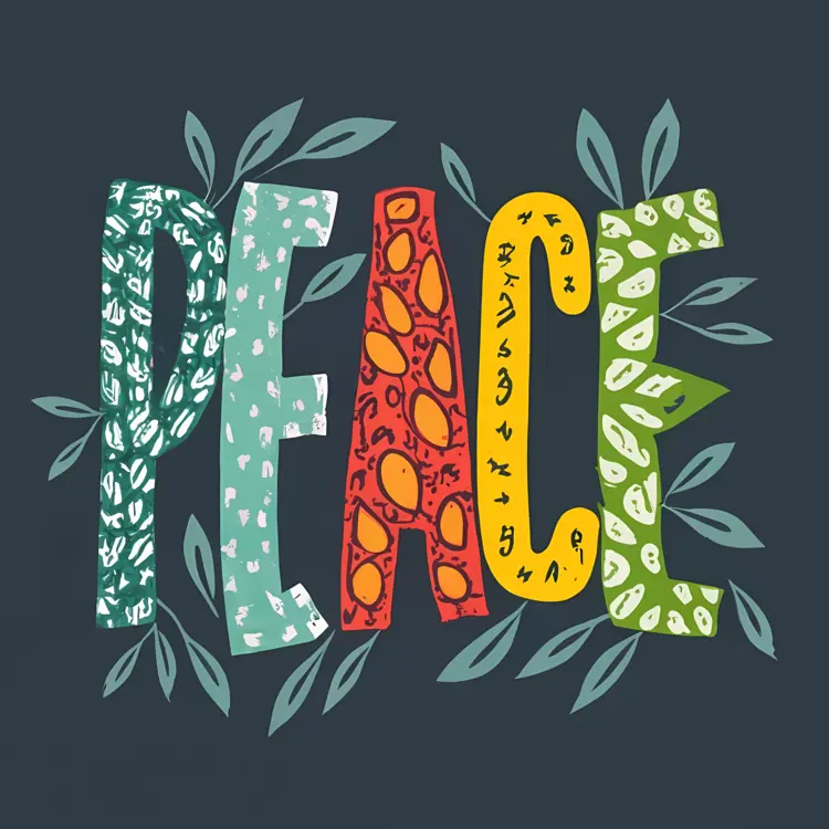 Peace Typography with Patterned Letters