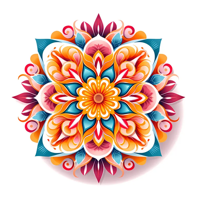 Colorful Mandala Art with Pink and Orange Tones