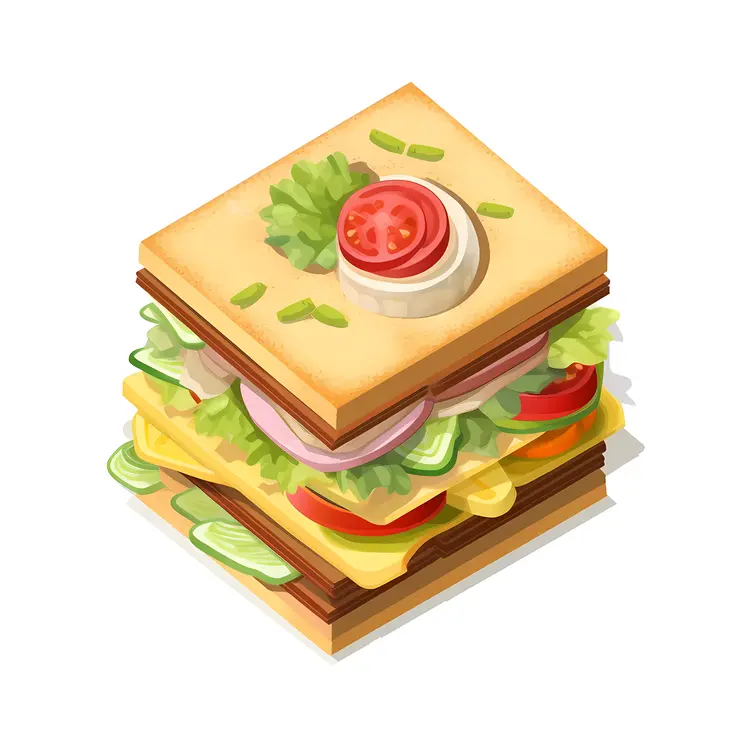 Delicious Layered Sandwich Illustration