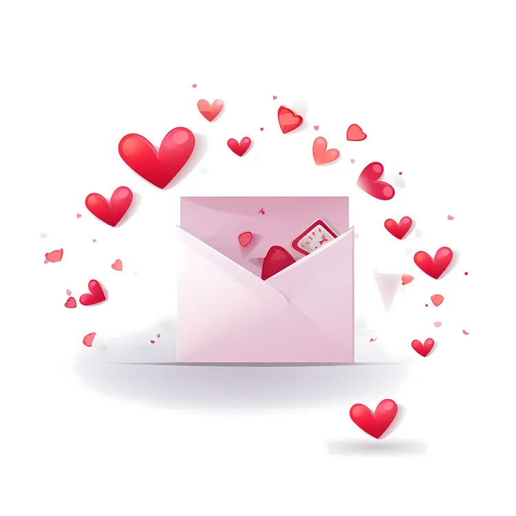 Romantic Envelope with Hearts for Valentine's Day