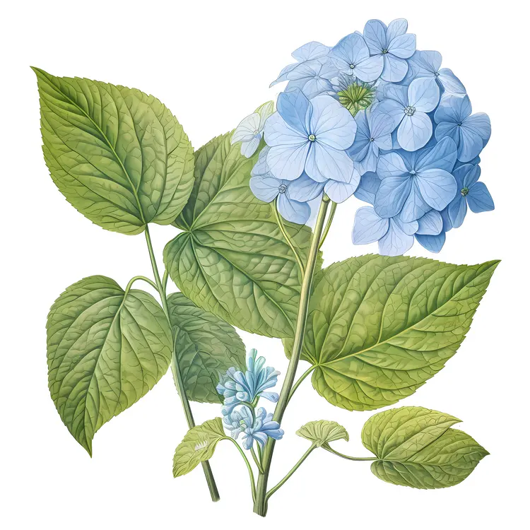 Blue Flowers with Green Leaves
