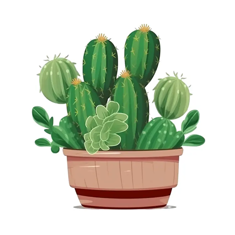 Green Potted Cactus in a Brown Pot