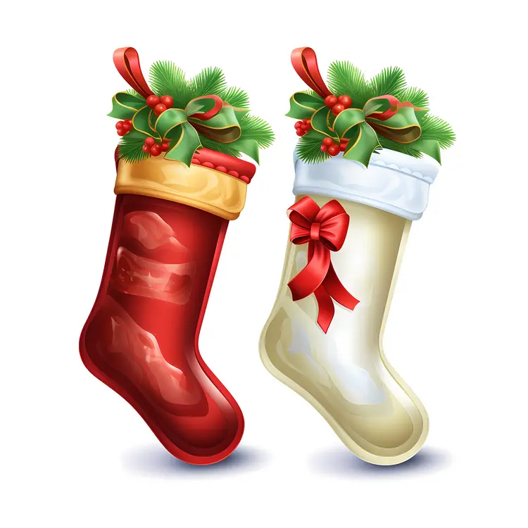 Red and White Christmas Stockings with Decorations