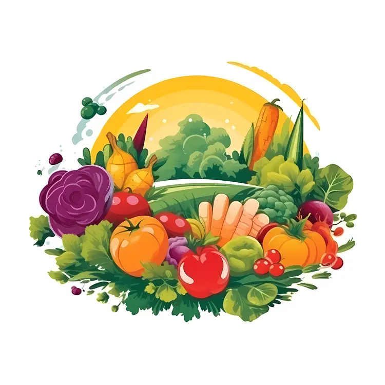 Colorful Fresh Vegetables in a Garden
