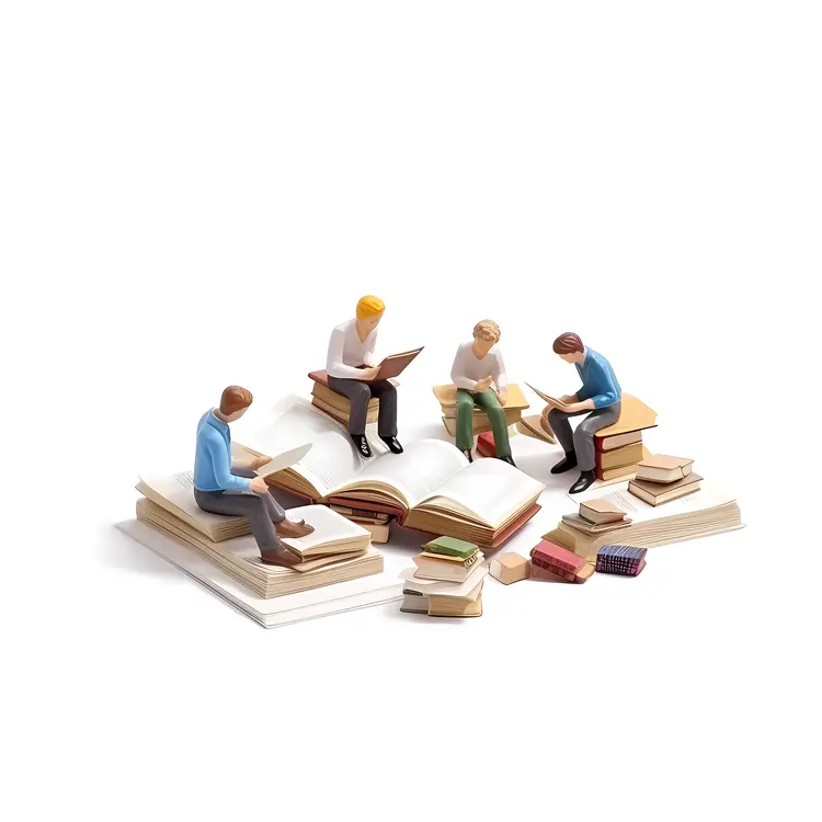 Miniature People Engaged in Reading