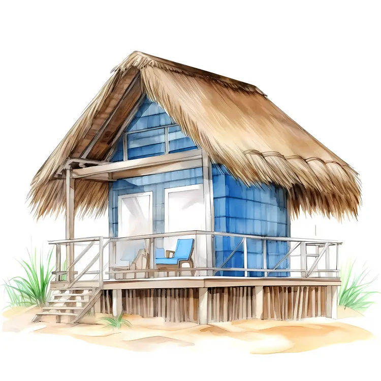 Thatched Roof Hut on the Beach