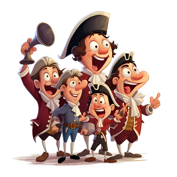 Five Joyful Men in Historical Costumes