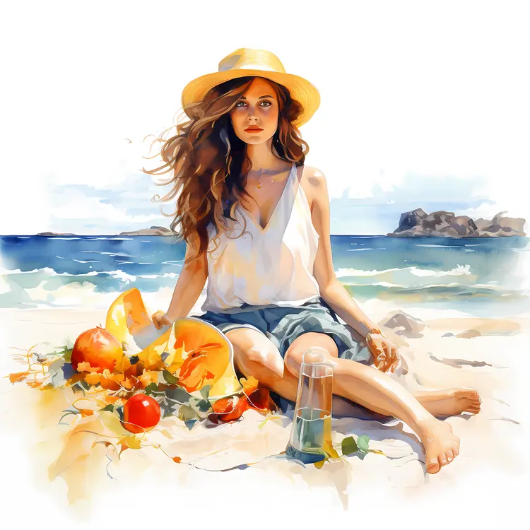 Woman Relaxing on a Summer Beach