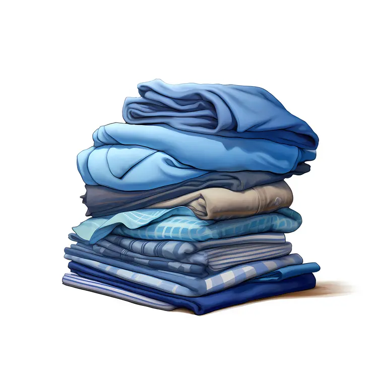 Stack of Folded Blue Clothes