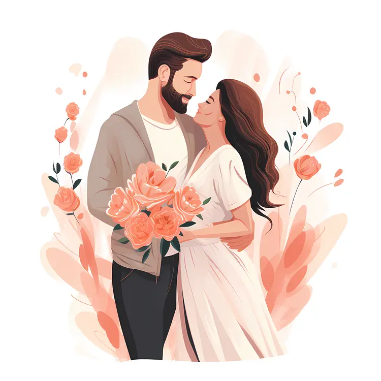 Couple with Flowers and Romance