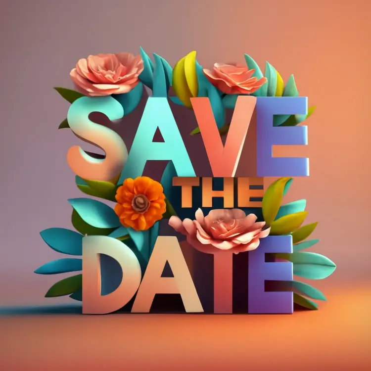 Colorful Save the Date with Flowers