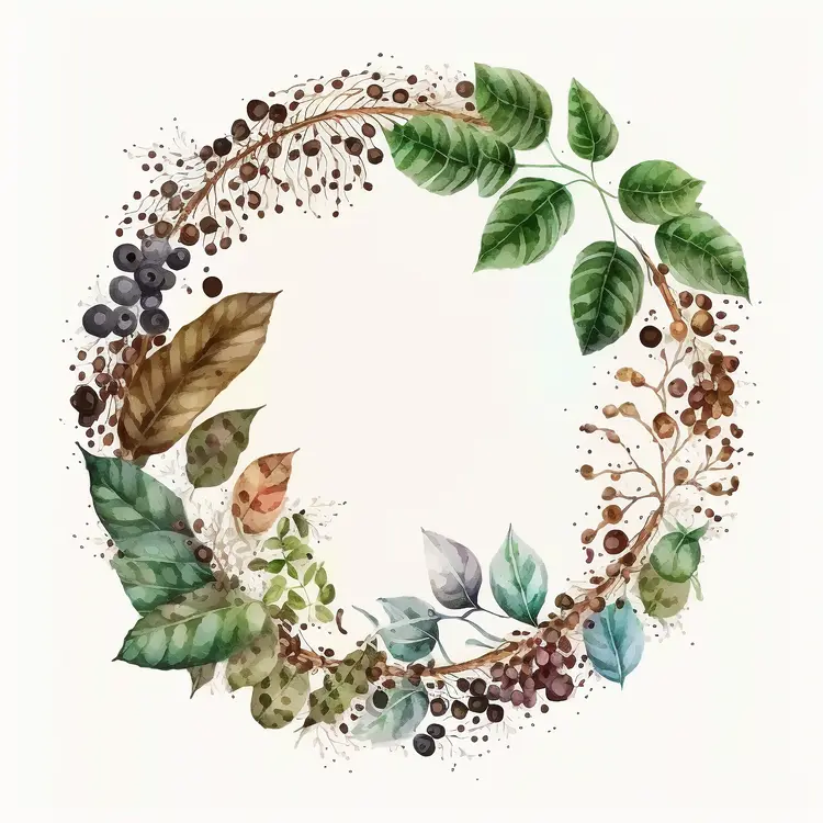 Beautiful Floral Wreath with Leaves and Berries