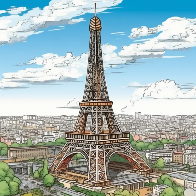 Eiffel Tower in Paris Illustration