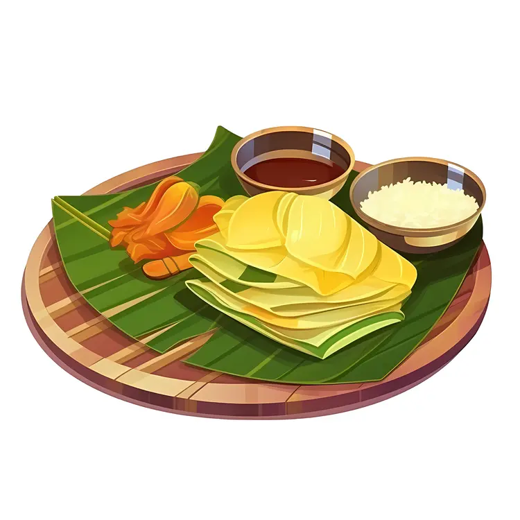 Traditional Banana Leaf Platter with Condiments