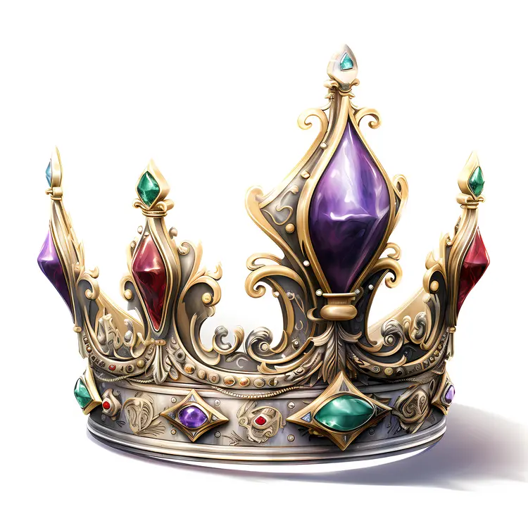 Silver Crown with Jewels and Intricate Design