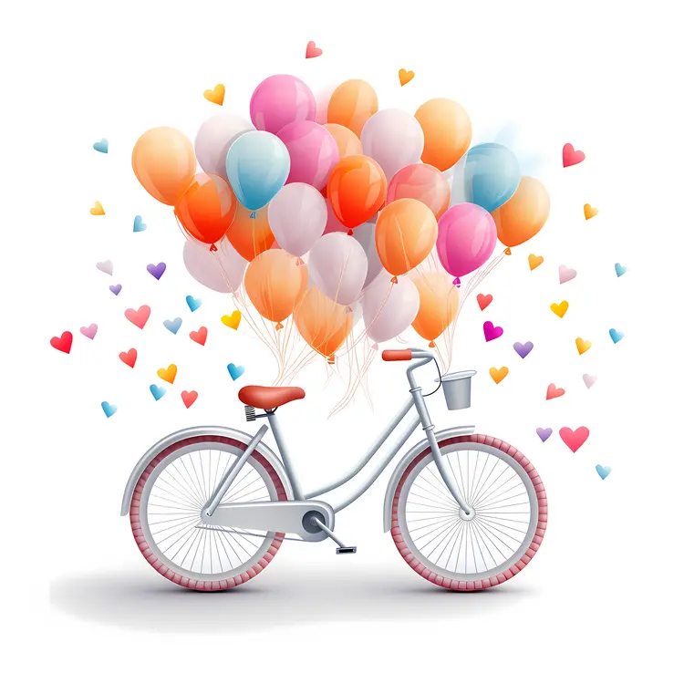 Bicycle with Colorful Balloons
