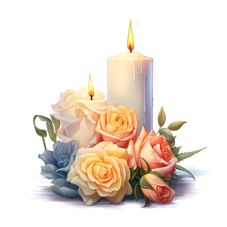 White and Pink Candles with Roses