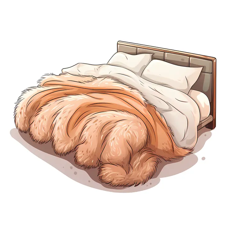Modern Bed with Fluffy Blanket and Cozy Pillows