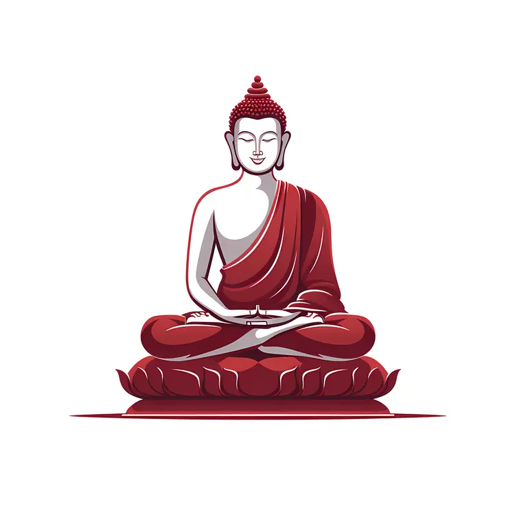 Red Buddha Statue in Meditation Pose