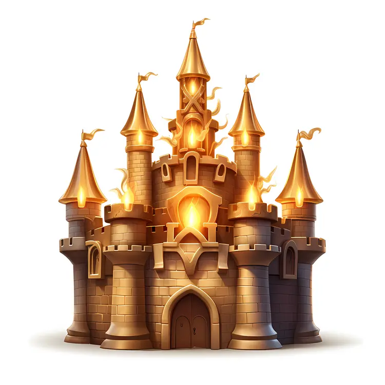 Golden Castle with Glowing Lights