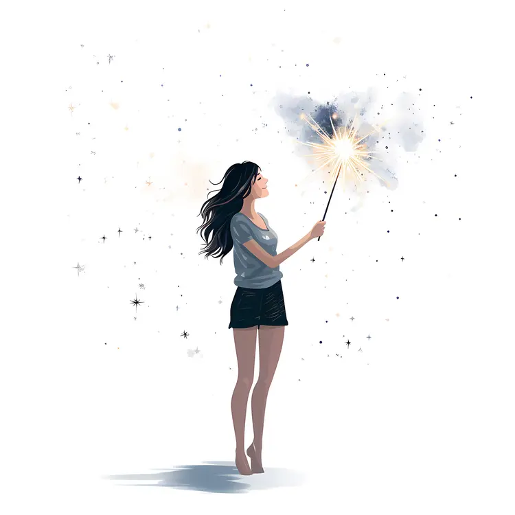 Illustration of Woman with Sparkler