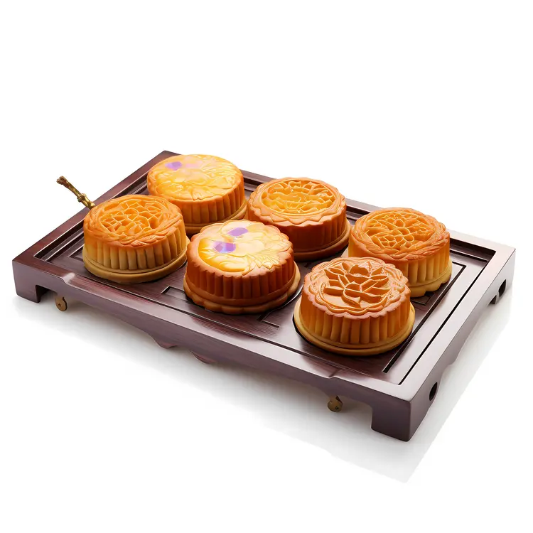 Traditional Mooncakes on a Tray for Mid-Autumn Festival
