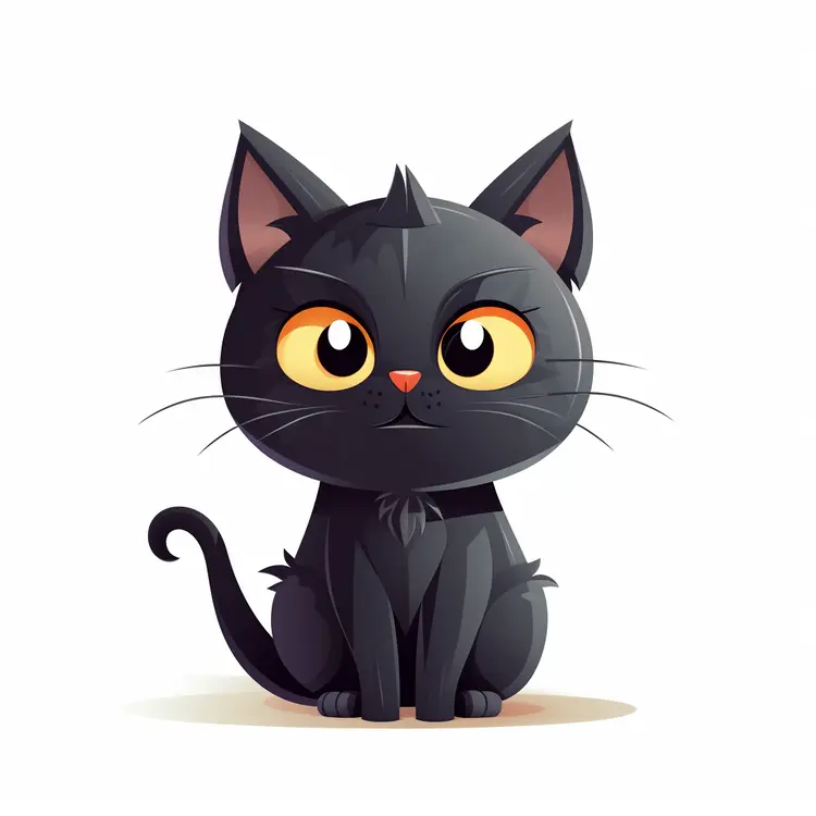 Cute Black Cat Illustration for Halloween