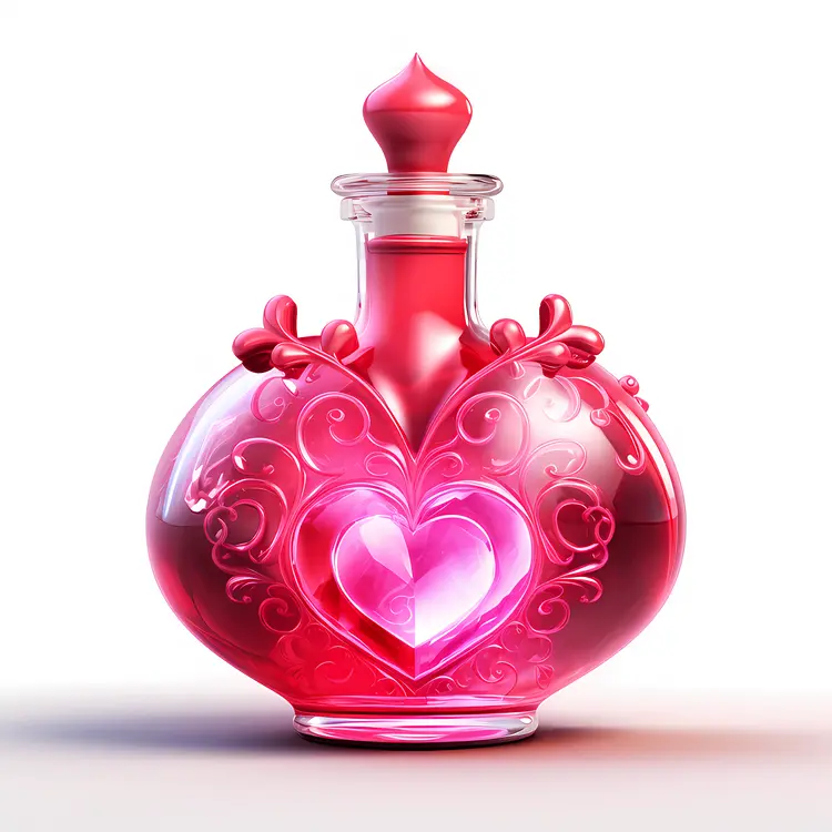 Red Heart Potion Bottle with Swirls