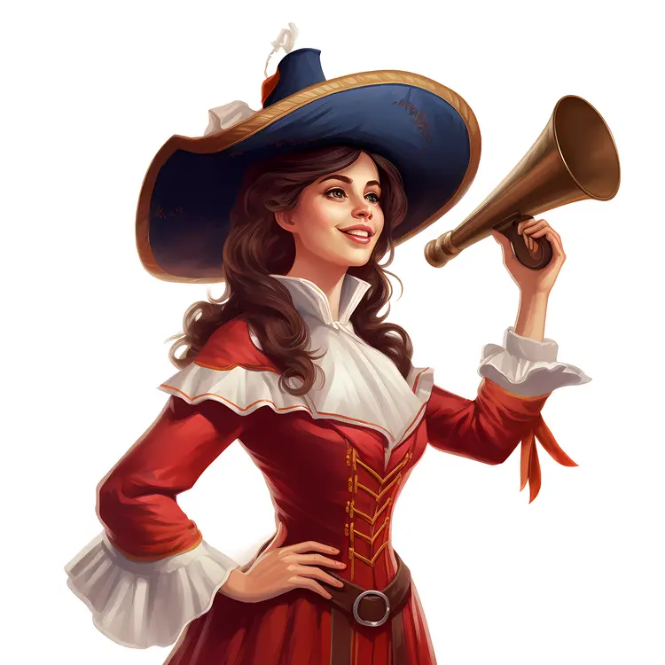 Pirate Woman with Megaphone Cartoon
