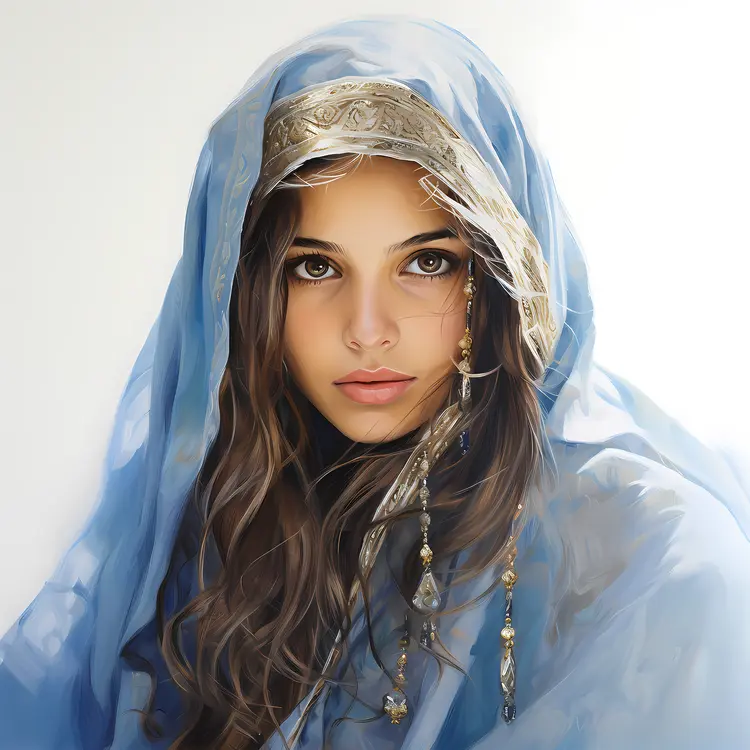 Princess with Veil and Traditional Dress
