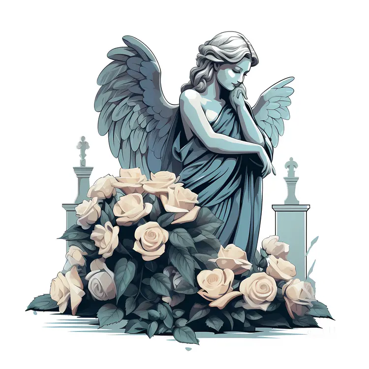 Angel Statue with Roses
