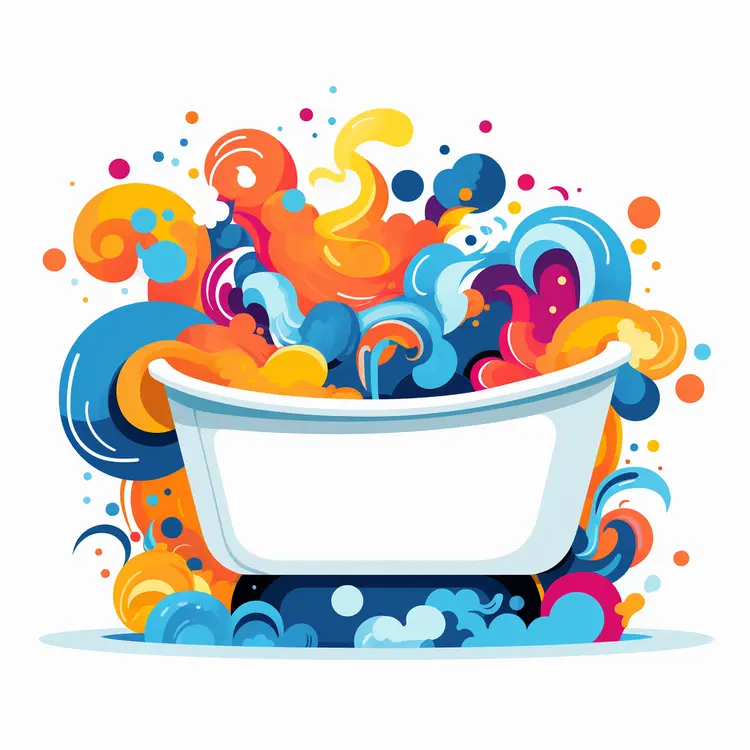 Colorful Bathtub with Bubbles