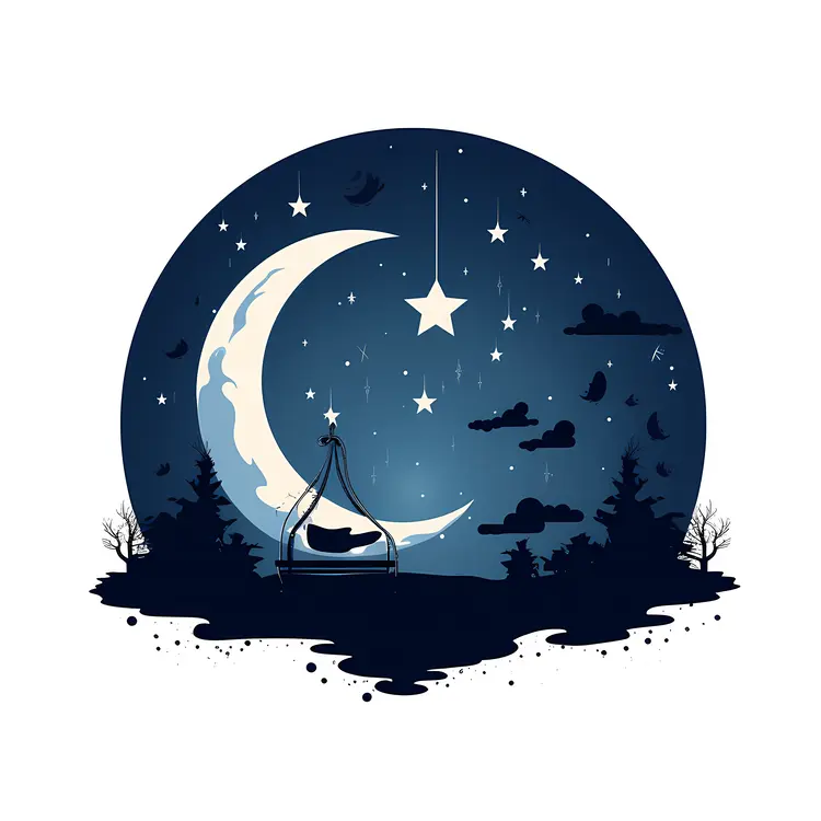 Dreamy Night Sky with Moon and Stars