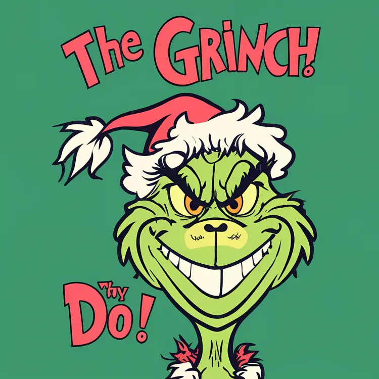 The Grinch Character with Santa Hat