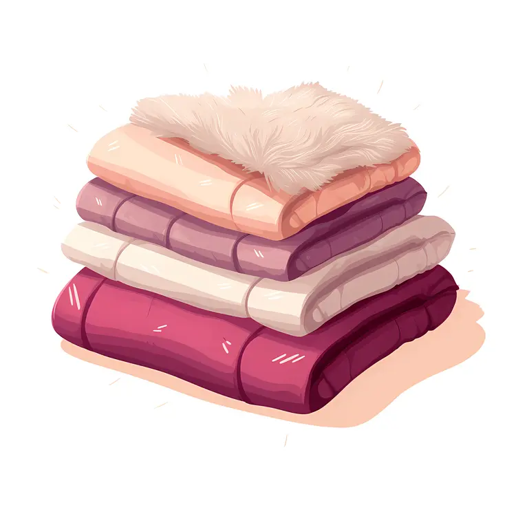 Stack of Cozy Pink and White Blankets with Fur