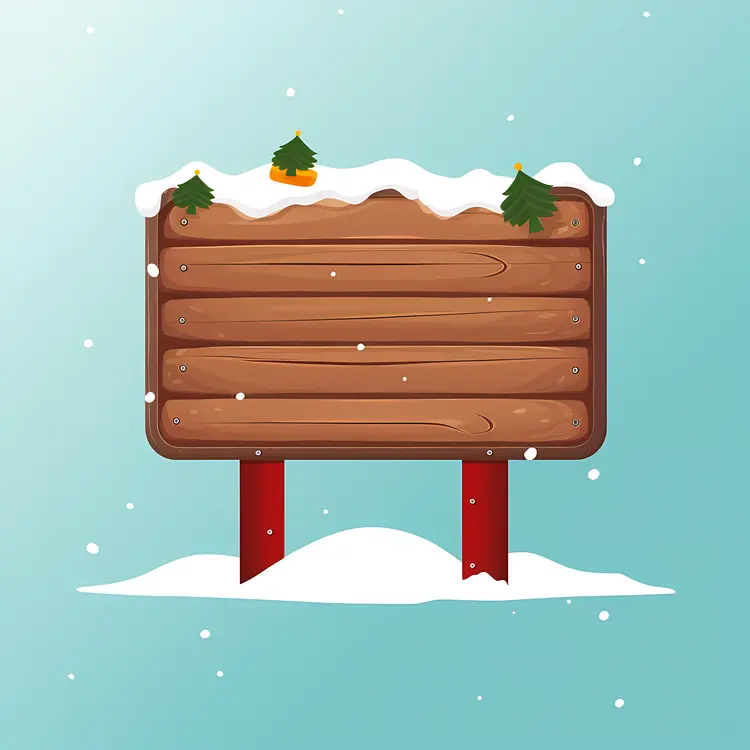 Wooden Sign with Snow