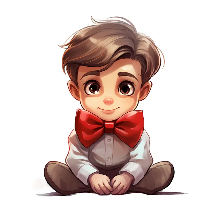 Cute Boy with Red Bow Tie