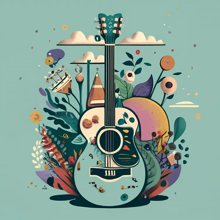 Floral Guitar Illustration