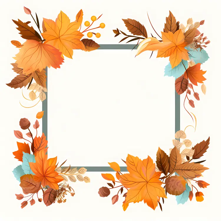 Autumn Leaves Frame with Square Center