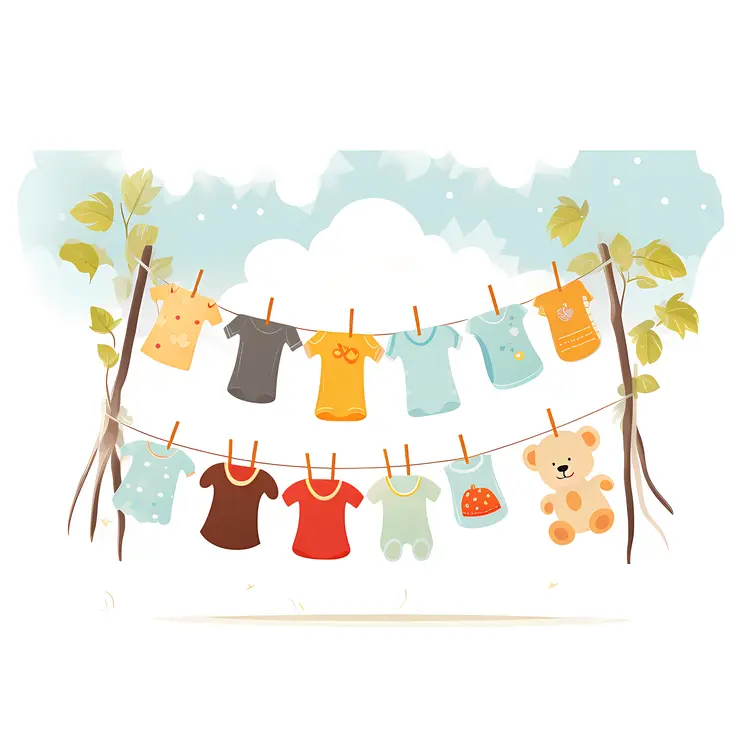 Colorful background of children's clothing and accessories for rainy days