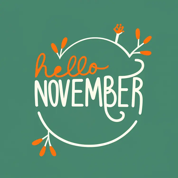 Hello November with Orange Leaves