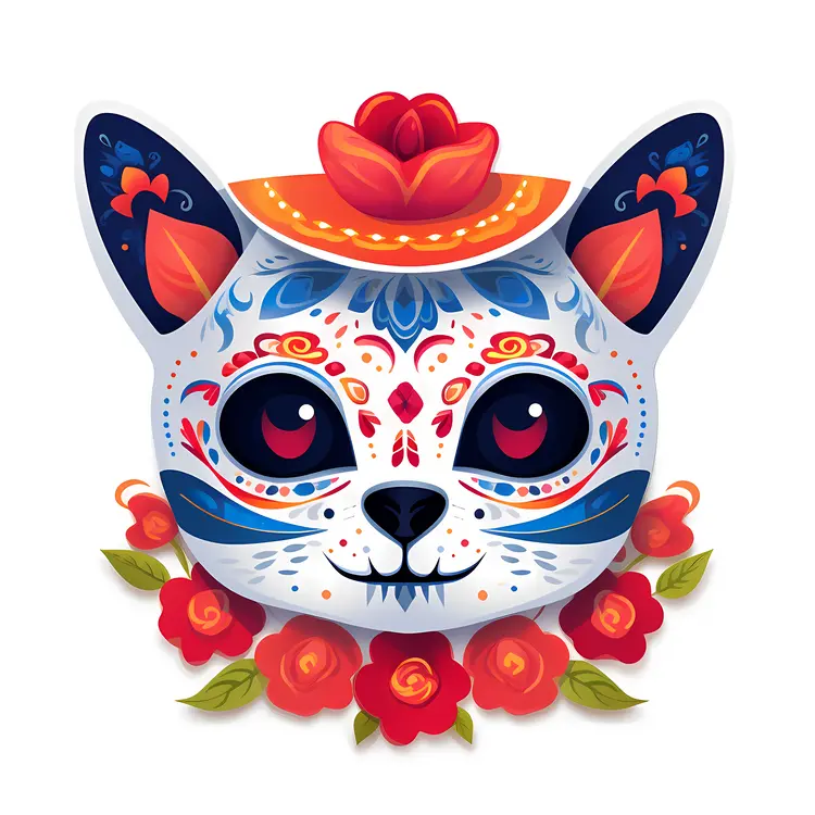 Decorative Cat Mask for Day of the Dead Celebration