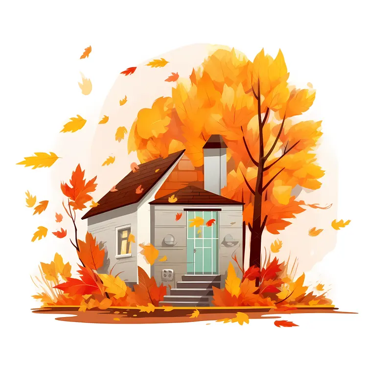 Small Cute Doodle House in Autumn