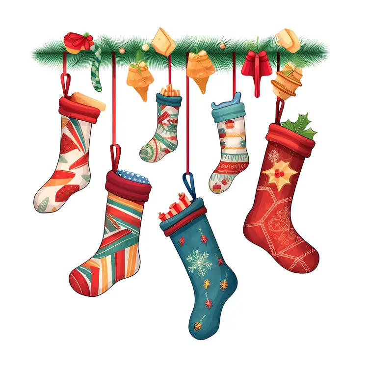 Colorful Christmas Stockings Hanging for Holiday Decor