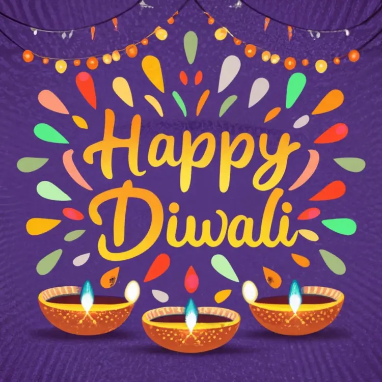 Happy Diwali with Colorful Diyas