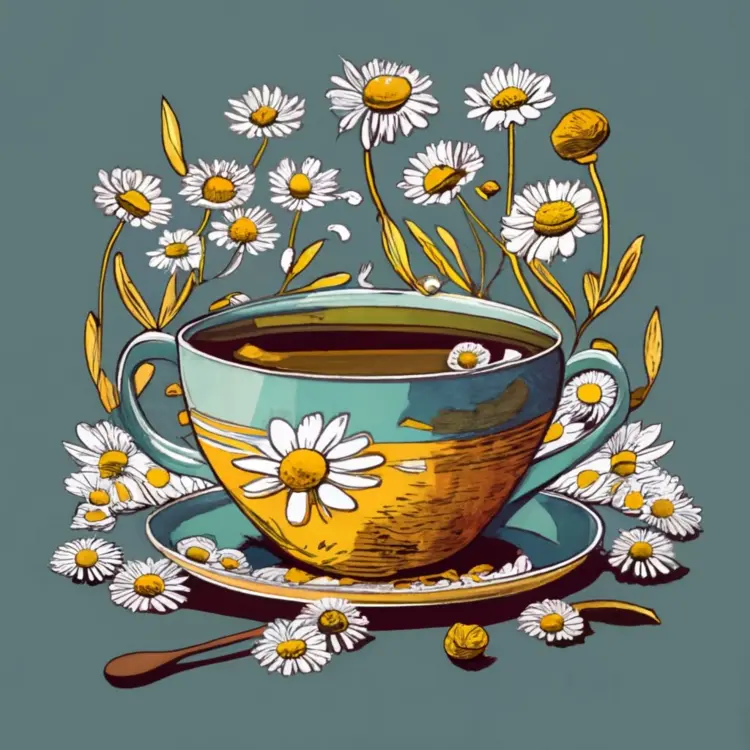 Beautiful Tea Cup with Chamomile Flowers