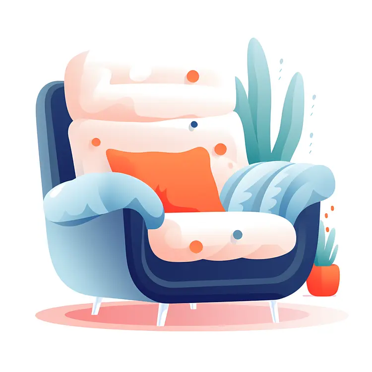 Comfy Armchair with Pillow and Blanket