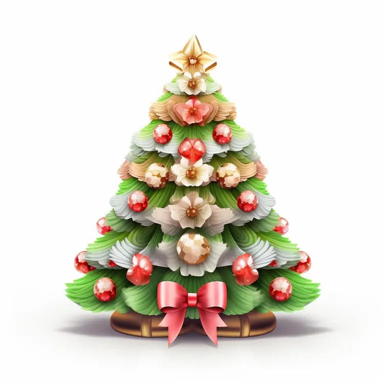 Christmas Tree with Ornaments and Bow